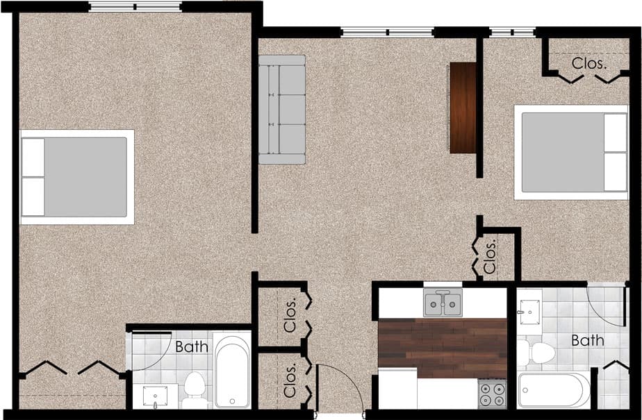 Large 2-Bedroom floor plan diagram