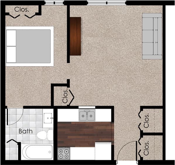 Standard 1-Bedroom floor plan diagram
